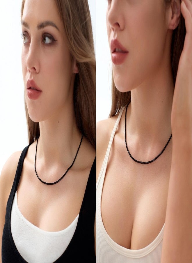 FOSIR Mens Womens 2mm Stainless Steel Black Rolo Cable Chain Necklace (24 Inch) - Image 3